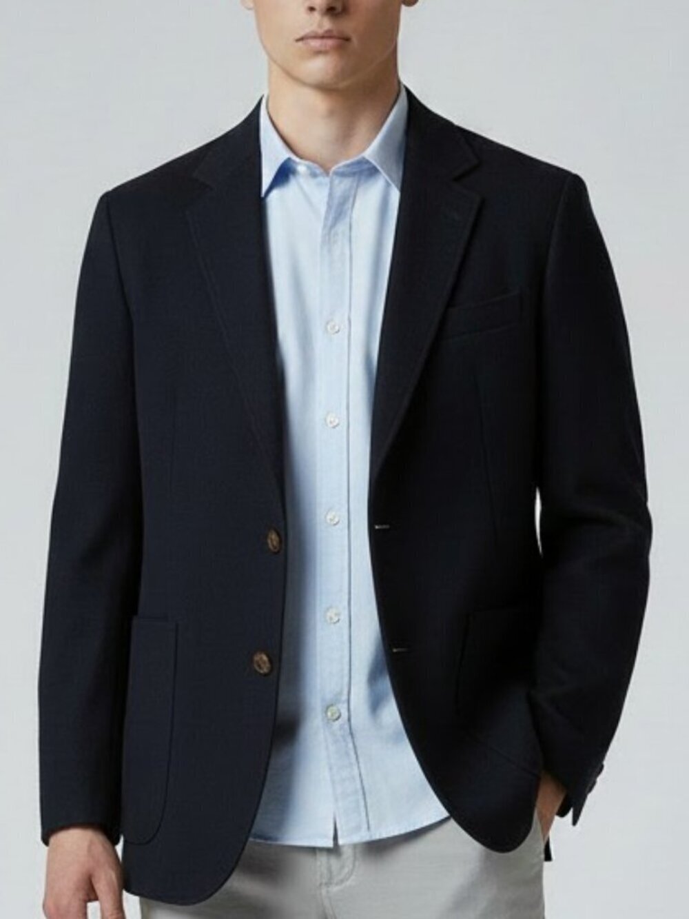 Haggar Mens Navy Blue Wool Blazer Sport Coat Size 40